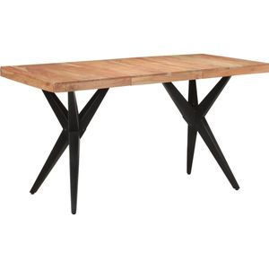 vidaXL Esstisch Schwarz 140x70x76 cm Massivholz Akazie