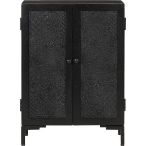 Vidaxl - Sideboard Schwarz 55x30x77 cm Massivholz Mango und Eisen