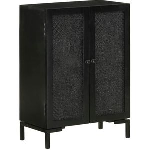 Vidaxl - Sideboard Schwarz 55x30x77 cm Massivholz Mango und Eisen