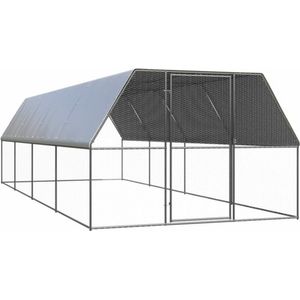 vidaXL - Buitenhok - voor - kippen - 3x8x2 - m - gegalvaniseerd - staal
