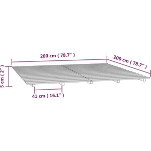 Bedframe massief grenenhout zwart 200x200 cm