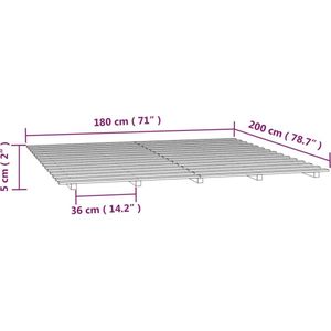 VidaXL Bedframe Massief Grenenhout Wit 180x200 cm