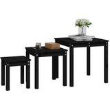 vidaXL Satztische 3 Stk. Schwarz Massivholz Kiefer