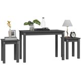 vidaXL Satztische 3 Stk. Grau Massivholz Kiefer