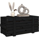 vidaXL - Opbergbox - Zwart - Massief Grenenhout