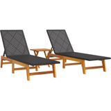 3-tlg. Garten-Lounge-Set Poly Rattan & Massivholz Akazie Vidaxl
