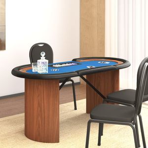 vidaXL - Pokertafel - voor - 10 - spelers - met - fichebak - 160x80x75 - cm - blauw