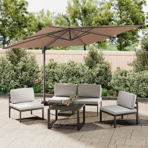 VidaXL Zweefparasol Aluminium Paal 300x300 cm Taupe