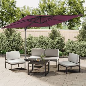 vidaXL Zweefparasol met aluminium paal 400x300 cm bordeauxrood