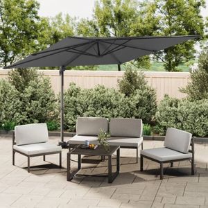 VidaXL Zweefparasol met LED-verlichting 400x300 cm - Antracietkleurig