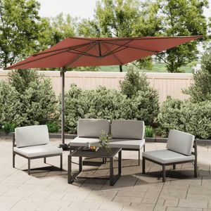 VidaXL Zweefparasol LED-verlichting 400x300 cm Terracottakleurig