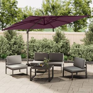 vidaXL Zweefparasol met dubbel dak 400x300 cm bordeauxrood