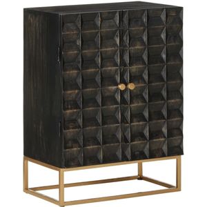 Vidaxl - Sideboard Schwarz 55x34x75 cm Massivholz Mango und Eisen