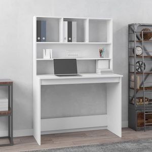 vidaXL - Bureau - met - schappen - 102x45x148 - cm - bewerkt - hout - wit