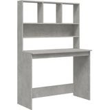 VidaXL Bureau met Schappen 102x45x148 cm - Bewerkt Hout Betongrijs