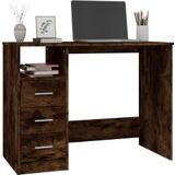 vidaXL Bureau - Gerookt Eikenkleurig - Bewerkte Hout - 3 Lades