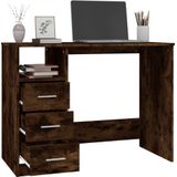 vidaXL Bureau - Gerookt Eikenkleurig - Bewerkte Hout - 3 Lades