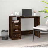 vidaXL Bureau - Gerookt Eikenkleurig - Bewerkte Hout - 3 Lades