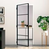 Geha - Binnendeur - Zwart en Transparant - Getemperd Glas - Aluminium Frame