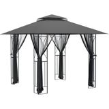 vidaXL - Prieel - met - zijwanden - 300x300x270 - cm - staal - antracietkleurig