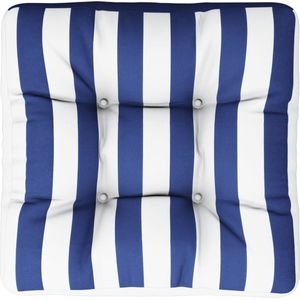 vidaXL Palletkussen gestreept 60x60x12 cm stof blauw en wit