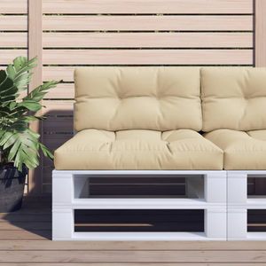 vidaXL - Palletkussen - 70x40x12 - cm - stof - beige