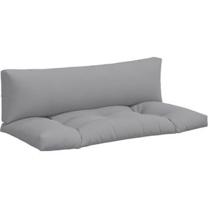 vidaXL Palletkussens 2 st stof grijs