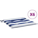 Gartenstuhl-Kissen 6 Stk. Blau & Weiß Gestreift 50x50x3cm Stoff Vidaxl