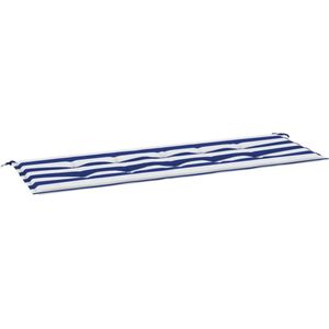 vidaXL - Tuinbankkussen - gestreept - 150x50x3 - cm - oxford - stof - wit - en - blauw