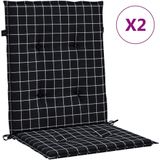 Niedriglehner-Auflagen 2 Stk. Schwarz Karomuster Stoff Vidaxl
