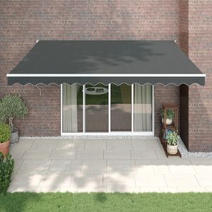 vidaXL - Luifel - uittrekbaar - 4x3 - m - stof - en - aluminium - antracietkleurig