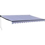 vidaXL Luifel uittrekbaar 4x3 m stof en aluminium blauw en wit