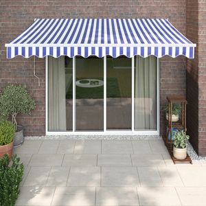 vidaXL - Luifel - automatisch - uitschuifbaar - 3x2,5 - m - blauw - en - wit