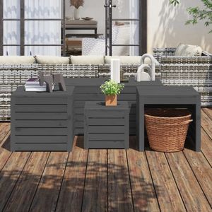 vidaXL-4-delige-Tuinboxset-massief-grenenhout-grijs