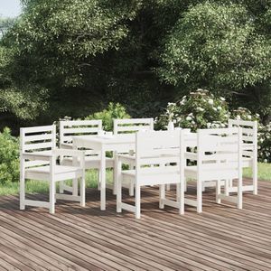 vidaXL 7-delige Tuinset massief grenenhout wit