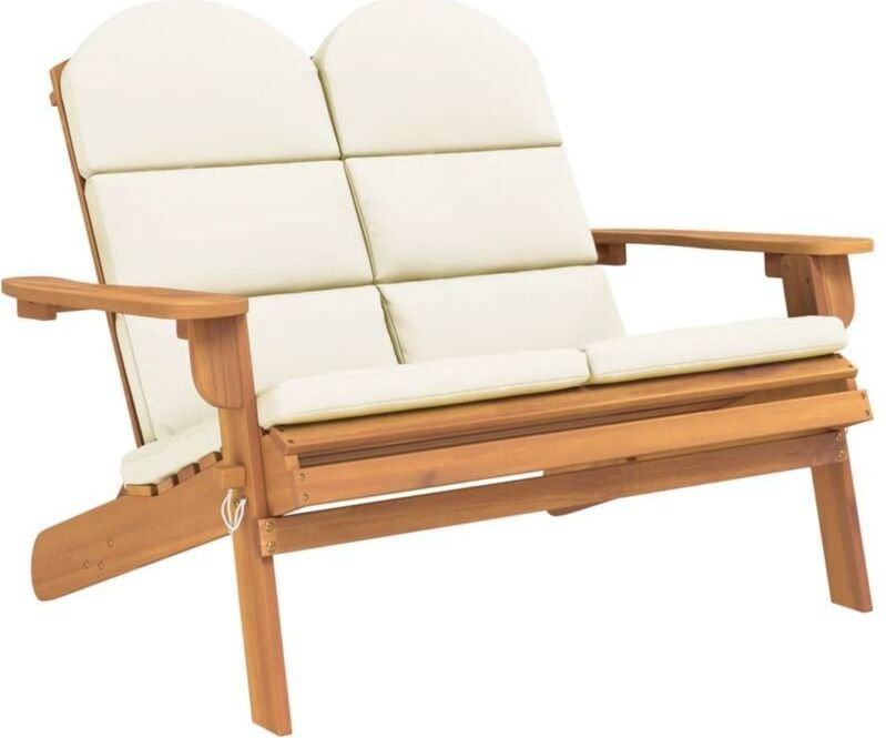 Adirondack-Gartenbank mit Kissen 126 cm Massivholz Akazie Vidaxl
