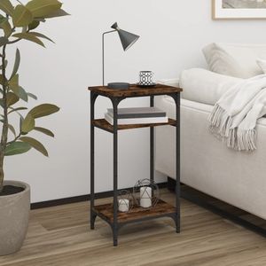 vidaXL - Bijzettafel - 40x30x75 - cm - bewerkt - hout - gerookt - eikenkleurig