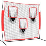 vidaXL Honkbalnet draagbaar 183x105x183 cm Polyester zwart en rood