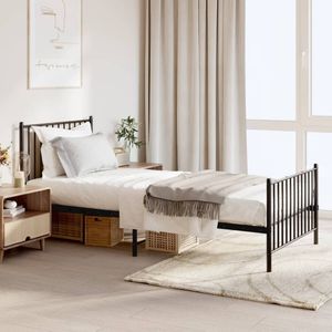 VECELO Bedframe 90 x 200 cm, metalen bed met dik hoofdeinde en lattenbodem, modern logeerbed tienerbed met opbergruimte onder het bed, perfect voor slaapkamer, bruin VECELO Bedframe 90 x 200 cm, metalen bed met dik hoofdeinde en lattenbodem, modern logeerbed tienerbed met opbergruimte onder het bed, perfect voor slaapkamer, bruin