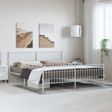 VidaXL Bedframe Metaal Wit 183x213 cm - Hoofd- en Voeteneinde