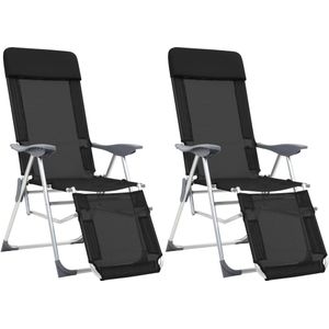 vidaXL Campingstoel - Inklapbaar - Zwart - Textileen - 2 Stuks