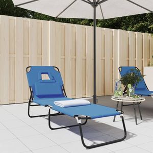 vidaXL - Ligbed - inklapbaar - oxford - stof - en - gepoedercoat - staal - blauw