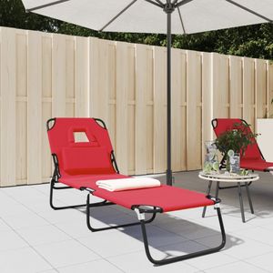 vidaXL - Ligbed - inklapbaar - oxford - stof - en - gepoedercoat - staal - rood