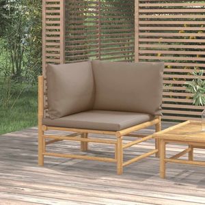 vidaXL - Tuinhoekbank - Bamboe - Taupe - Inclusief Kussens