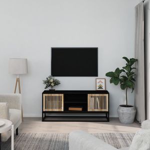 vidaXL - Tv-meubel - 105x30x45 - cm - bewerkt - hout - en - ijzer - zwart