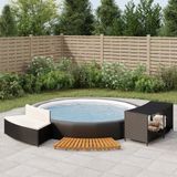 vidaXL Hottub-ombouw poly rattan en massief acaciahout zwart