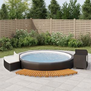 vidaXL Hottub-ombouw poly rattan en massief acaciahout zwart