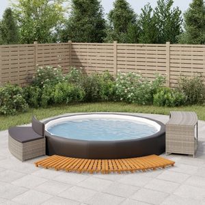 vidaXL Hottub-ombouw poly rattan massief acaciahout grijs