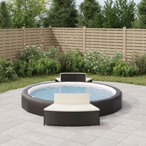 vidaXL Spa-bankjes met kussens 2 st poly rattan zwart