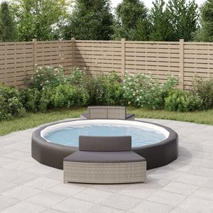 vidaXL Spa-bankjes met kussens 2 st poly rattan grijs